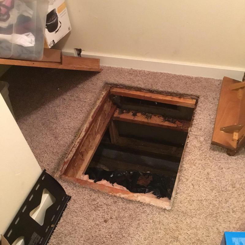 Crawl space water damage and vapor barrier inspection