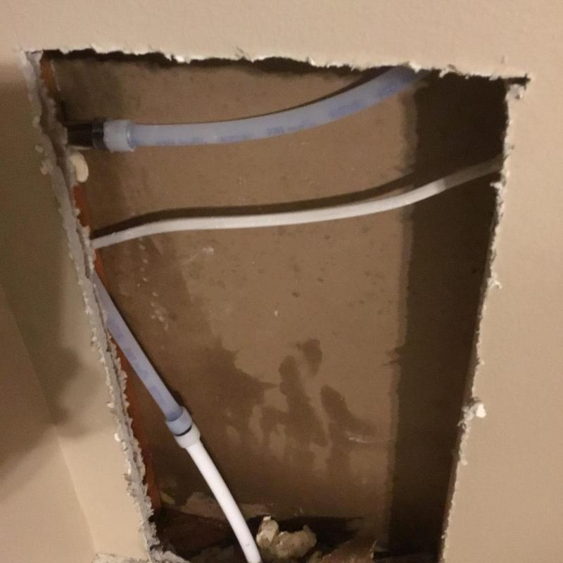 Hose bib water leak inside wall cavity