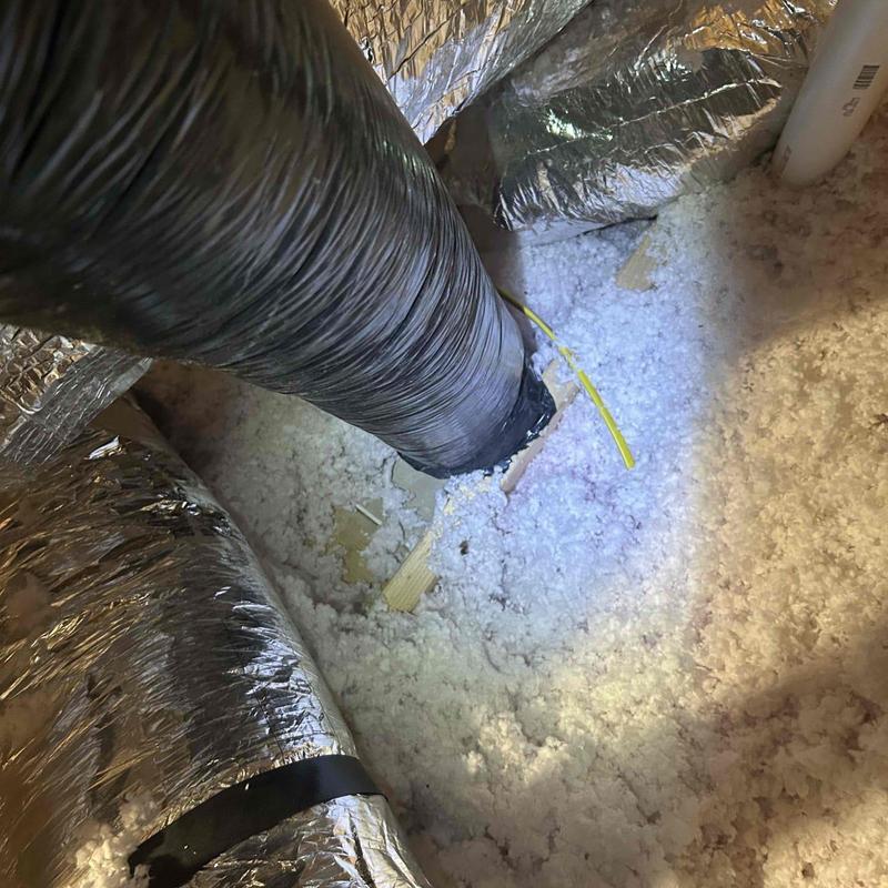 Crawlspace ventilation fan duct inspection with insulation