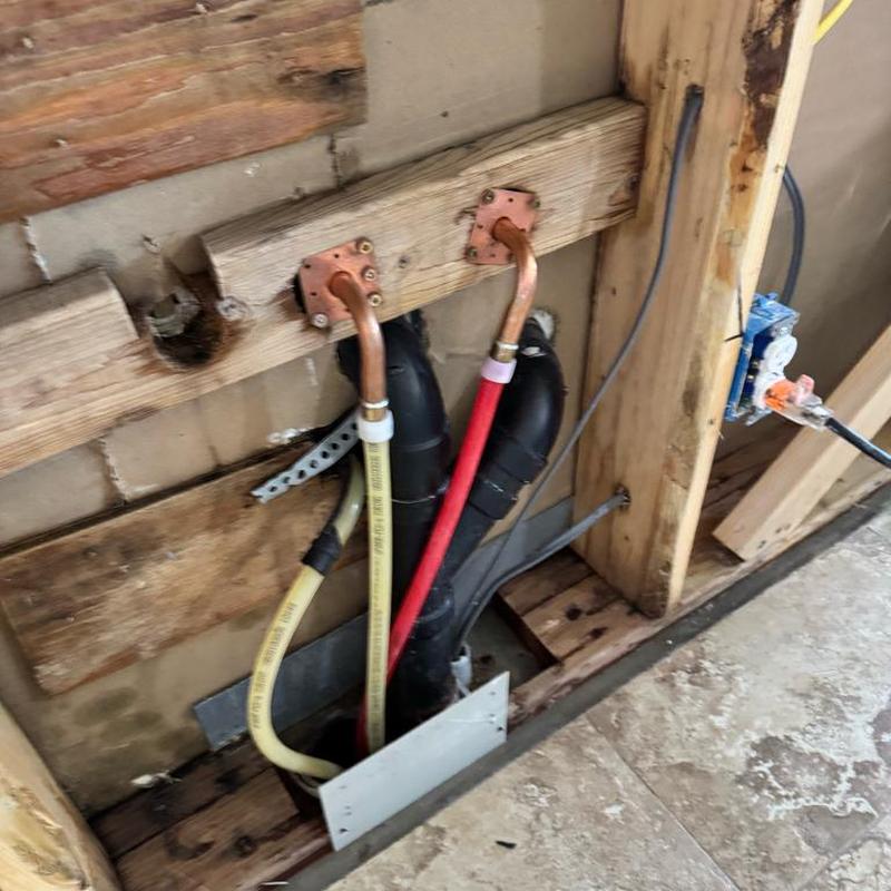 Copper stub-out plumbing with new angle stops