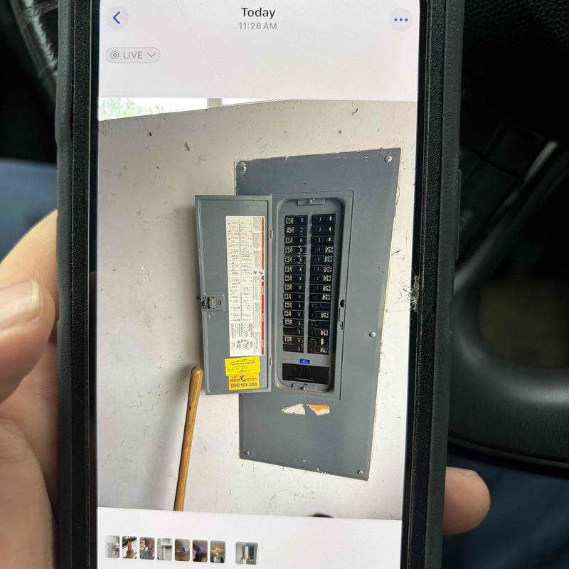 Electrical breaker panel with open circuit breakers