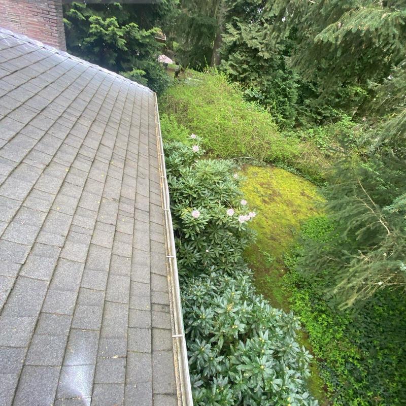 Roof gutter cleaning with leaf and debris removal