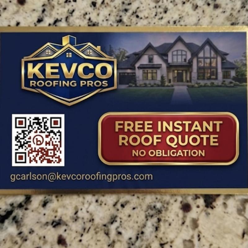 Roofing company business card with logo and contact info Roofing company business card with logo and contact info