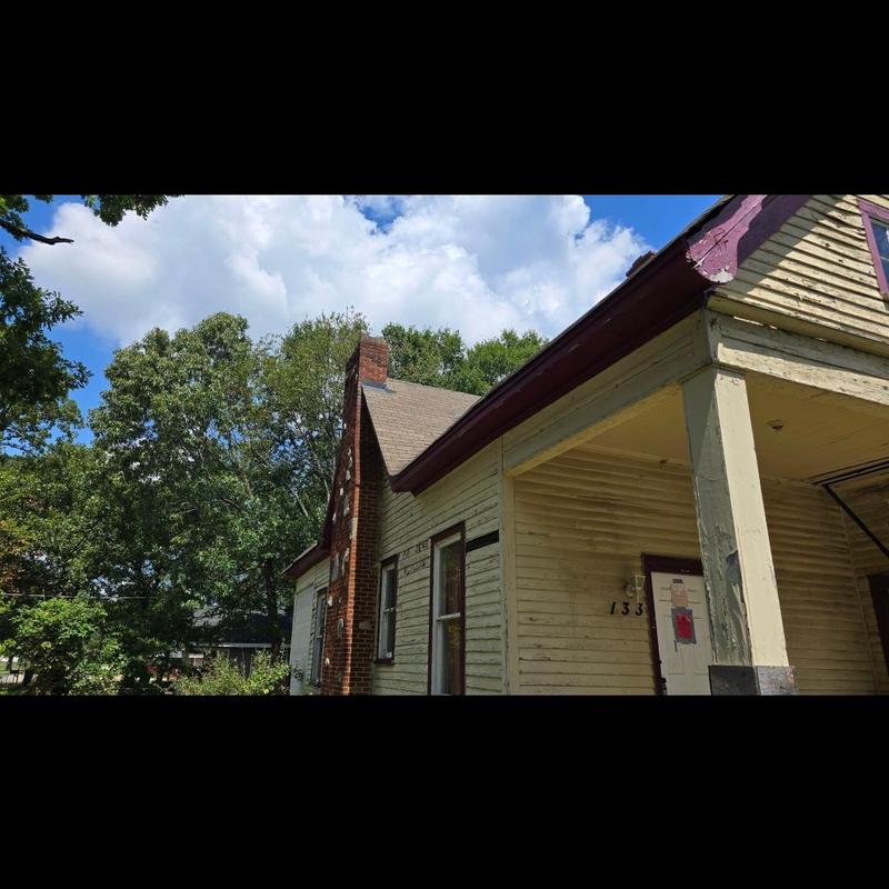 Asphalt shingle roof and chimney inspection on old house Asphalt shingle roof and chimney inspection on old house