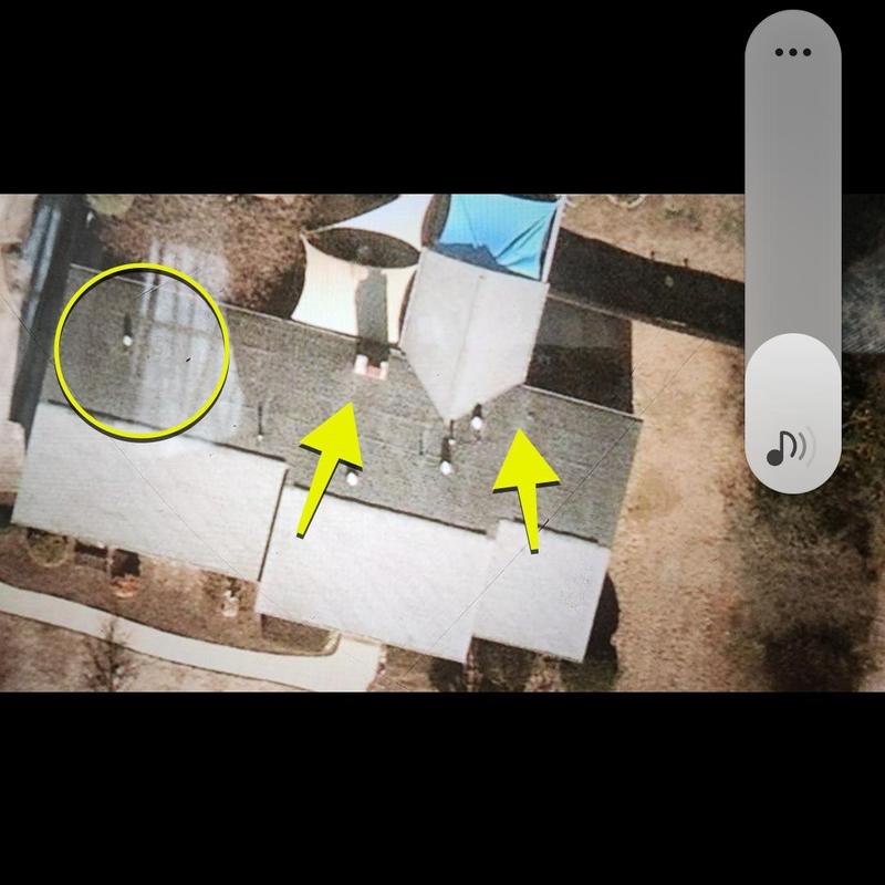 Owens Corning shingle roof drone inspection with markings Owens Corning shingle roof drone inspection with markings