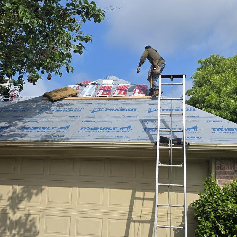 Roof underlayment installation for hail damage repair
