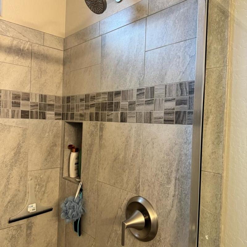 Moen shower trim and valve installation in tiled shower