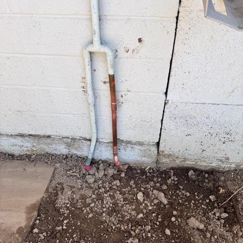 12 copper water line with new fittings by wall