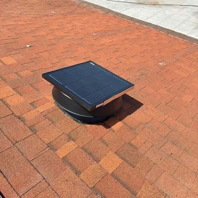 Kennedy solar attic exhaust fan on shingle roof