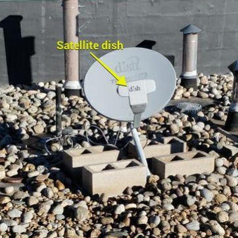Satellite dish installation on ballast roof