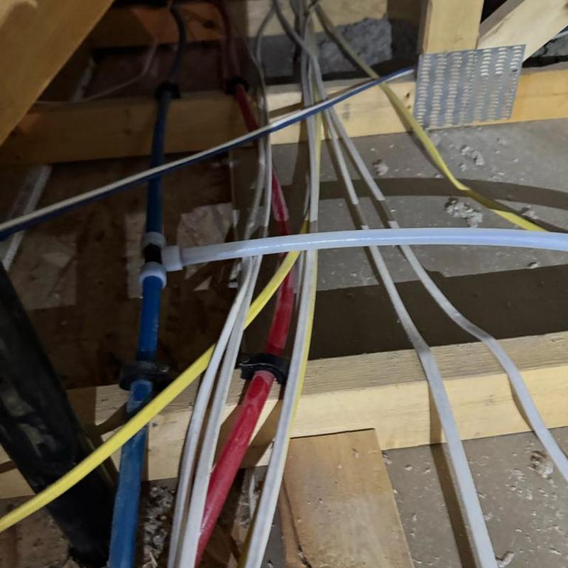 Pex water lines with electrical wiring in attic space