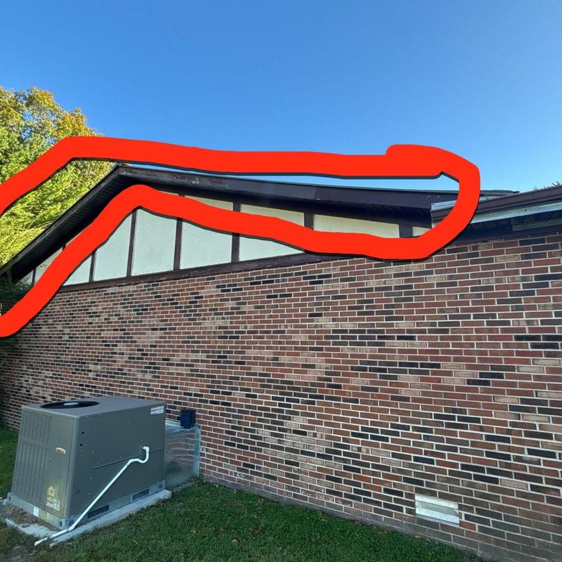Roof flashing inspection with storm damage markings