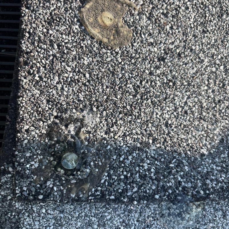 Granule surface of built-up roofing with fasteners