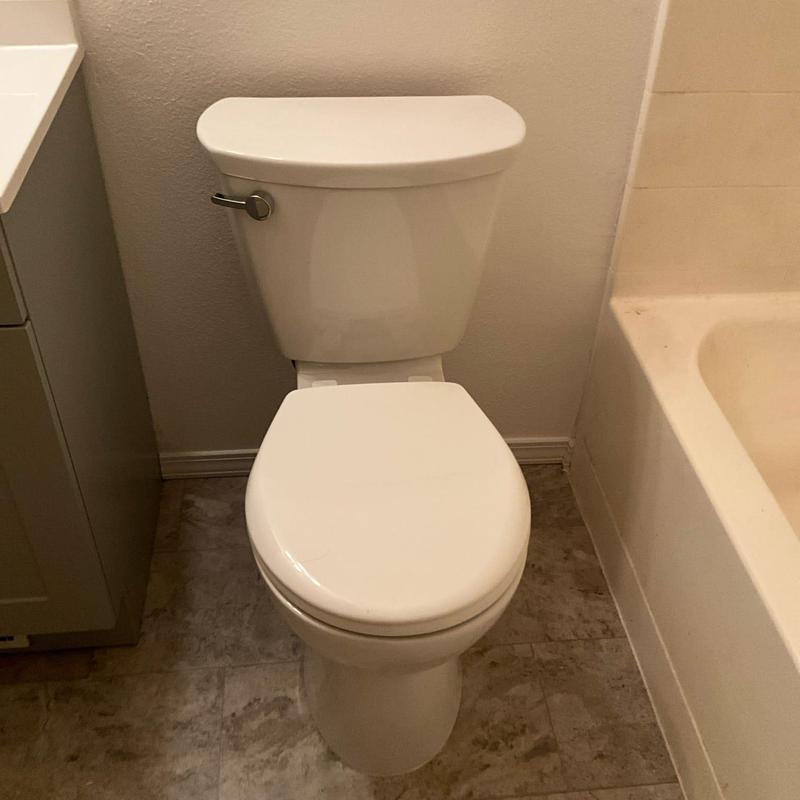 American Standard toilet installation with angle stop and caulk