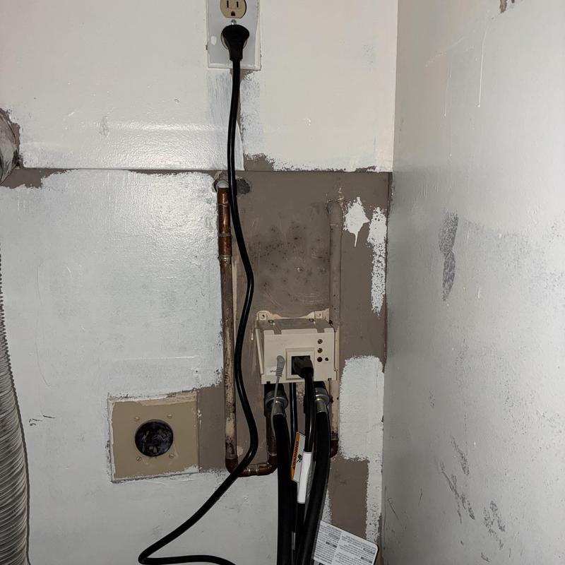 Stackable washer hookup with electrical and water connections Stackable washer hookup with electrical and water connections