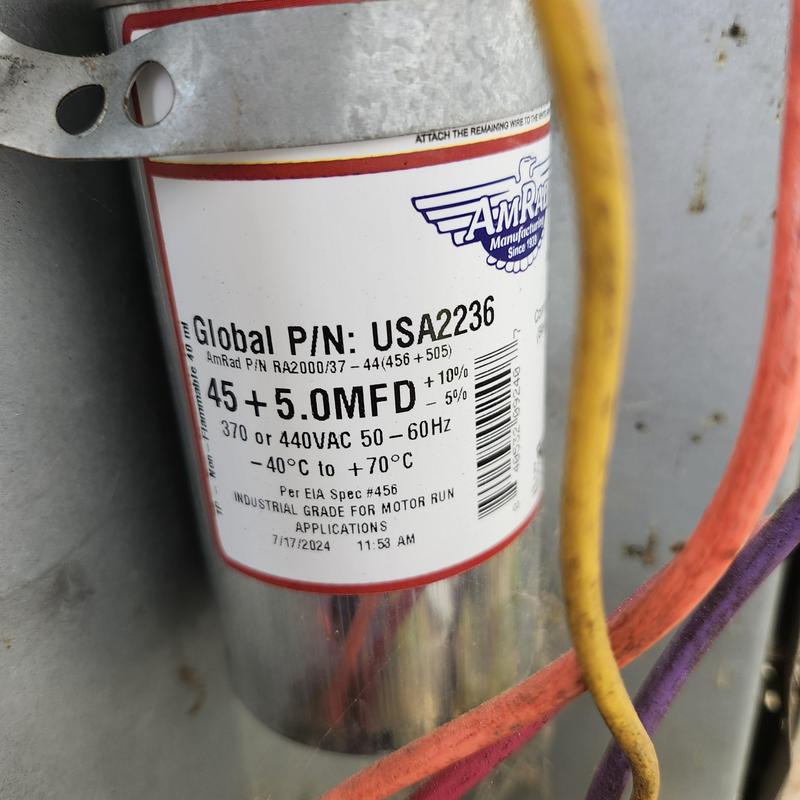 HVAC motor run capacitor with wiring connections HVAC motor run capacitor with wiring connections