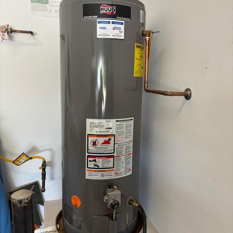 50-gallon water heater with copper piping installed