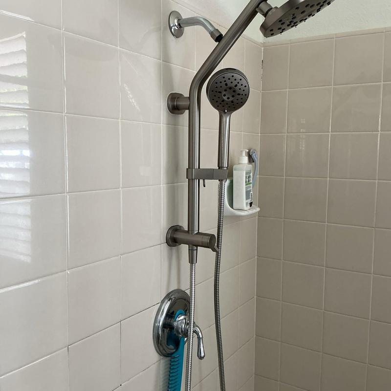 Showerhead and handheld with hydraulic arm installation