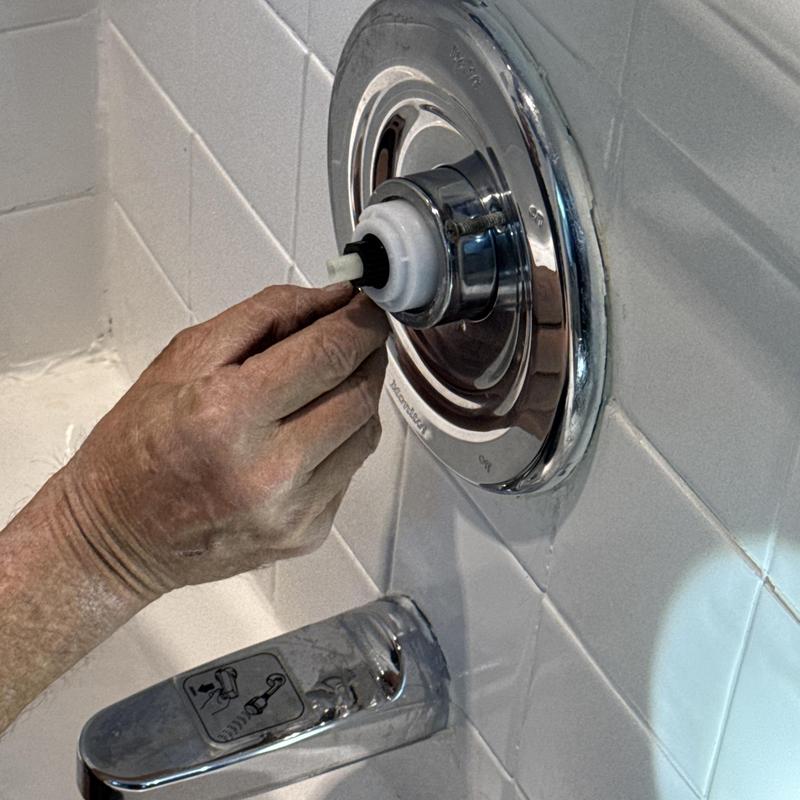 Delta tub shower faucet cartridge replacement in progress