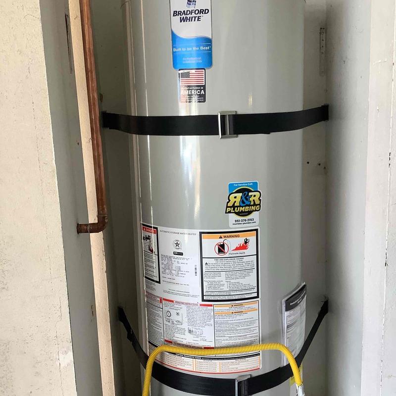 Bradford White water heater with earthquake straps
