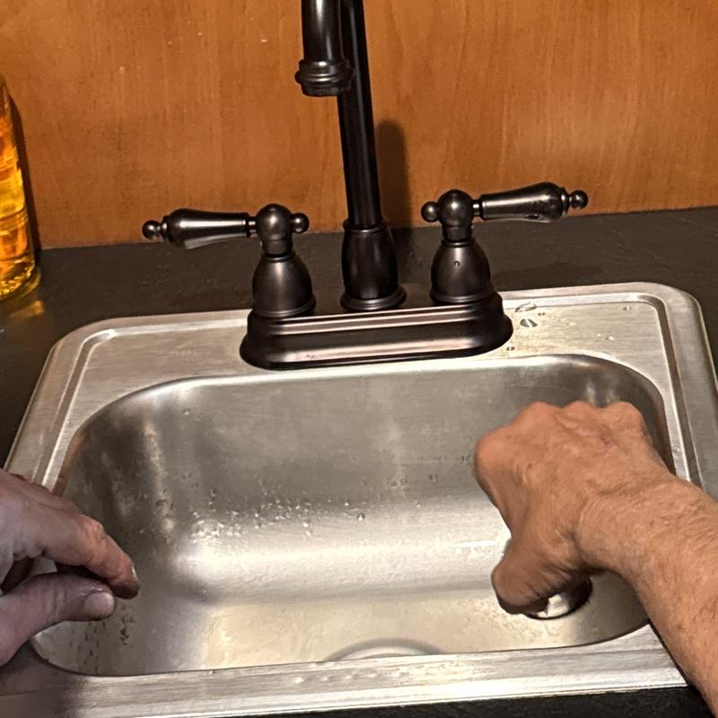 Bar sink faucet installation with stainless sink