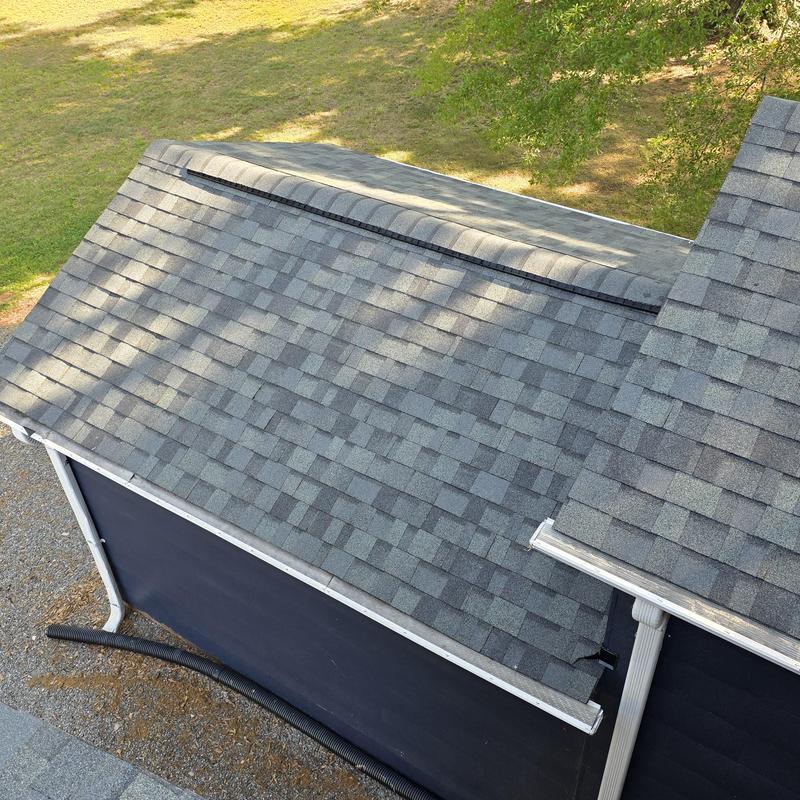 Owens Corning Duration Estate gray shingle roof view Owens Corning Duration Estate gray shingle roof view