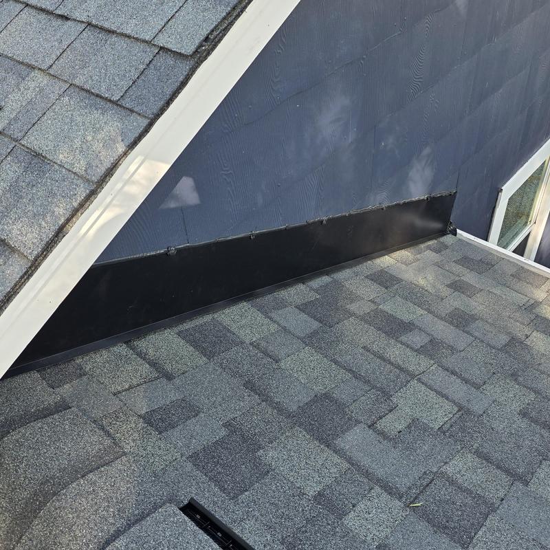 Owens Corning Duration gray shingle roof with flashing Owens Corning Duration gray shingle roof with flashing
