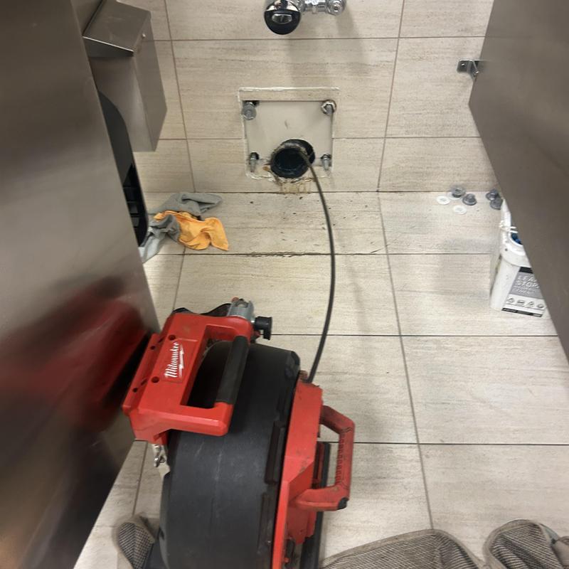 Sanitary drain line with inspection camera cleaning equipment