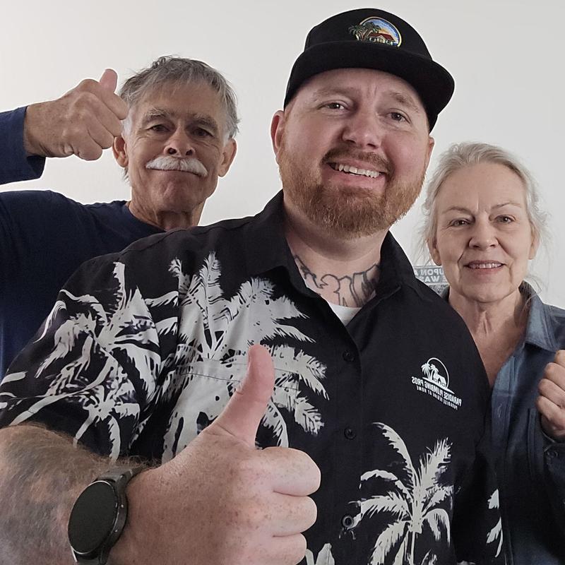Garbage disposal reinstallation with smiling customers