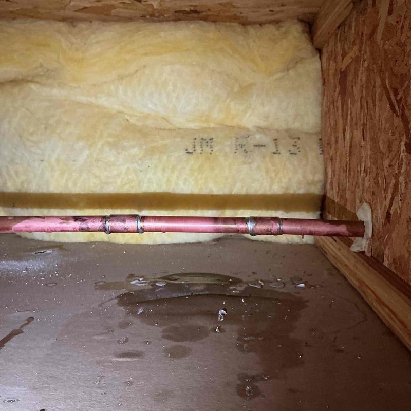 Copper water pipe with new couplings installed