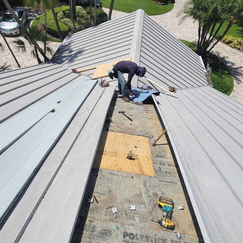 Standing seam metal roof decking replacement in Florida