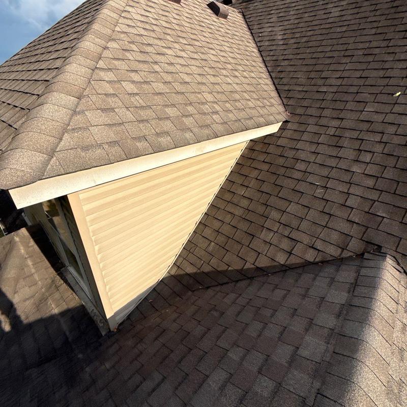 Shingles and roof flashing inspection with hail damage