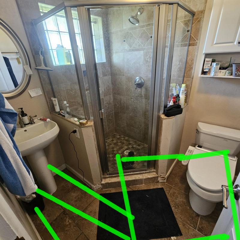 Tile shower pan and ABS drains installation in bathroom Tile shower pan and ABS drains installation in bathroom