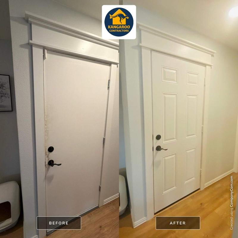 Exterior garage door replacement with foam sealing