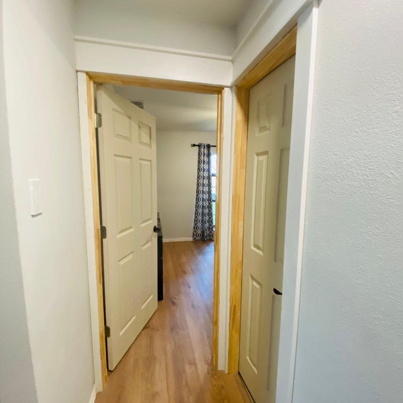 Solid core interior doors with new trim installation