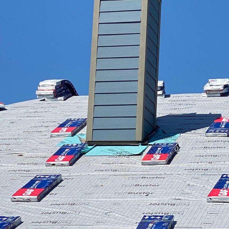 GAF Timberline HDZ shingles on roof with chimney flashing