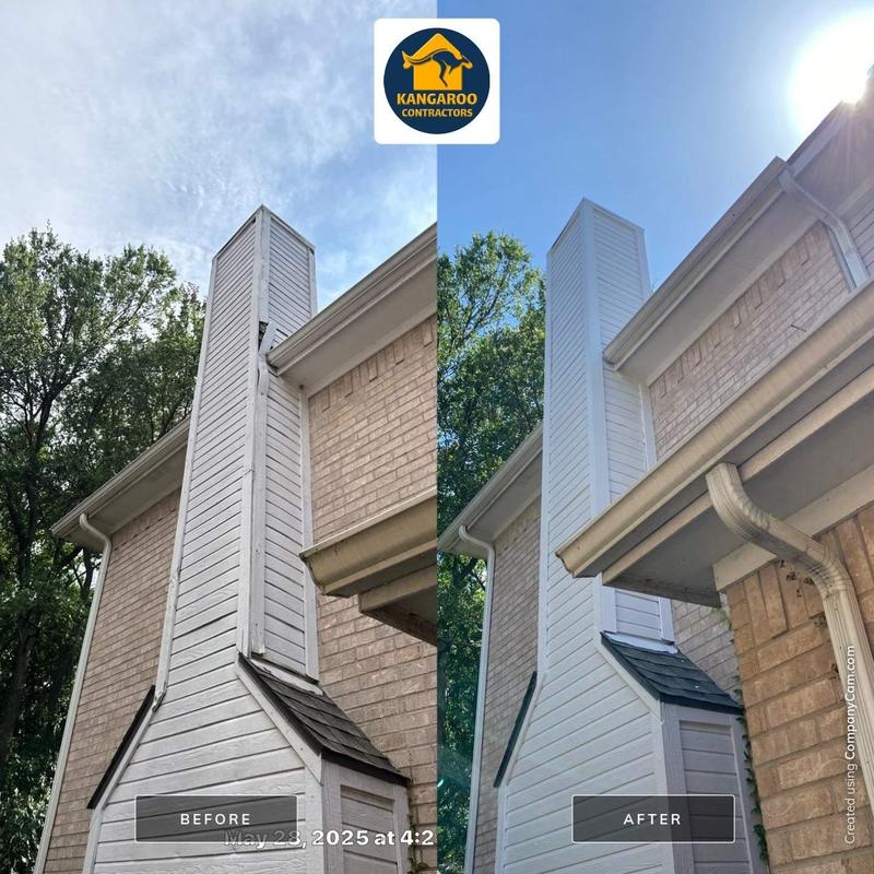 Siding and trim on chimney after replacement