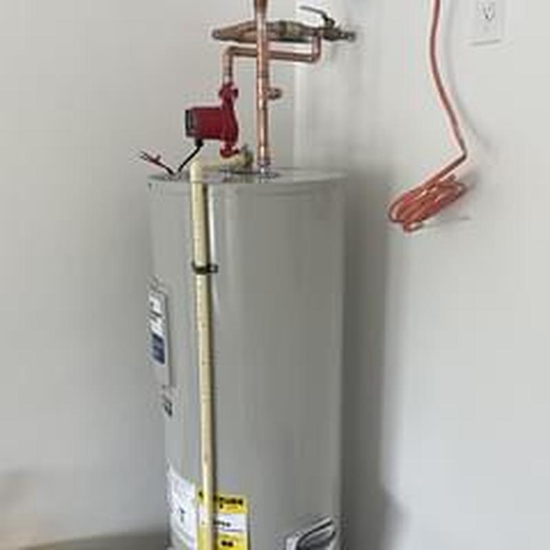 Water heater with copper piping and pump installation