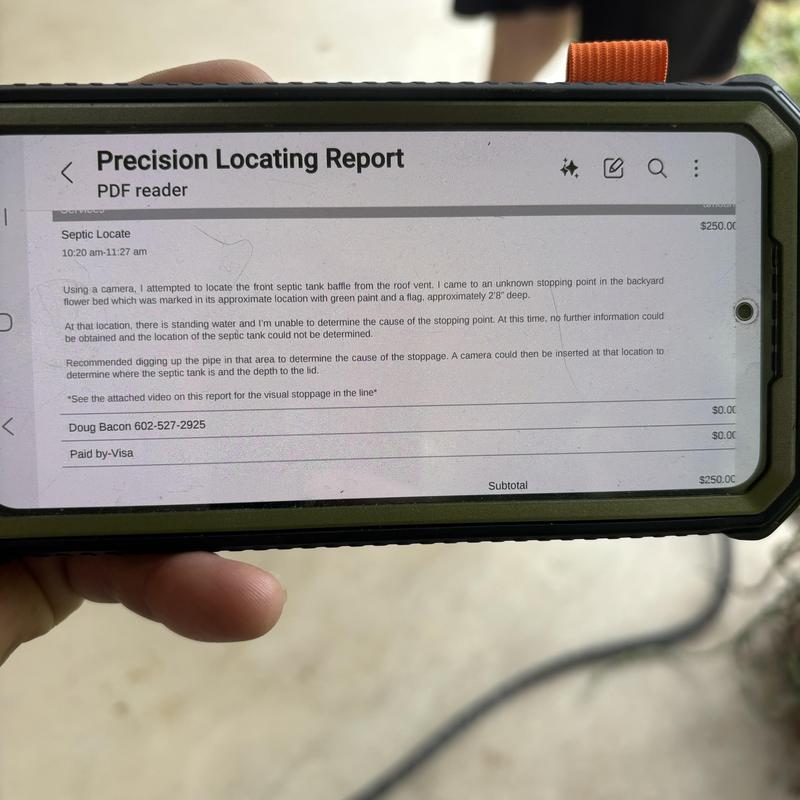 Septic tank locating report on mobile device Septic tank locating report on mobile device