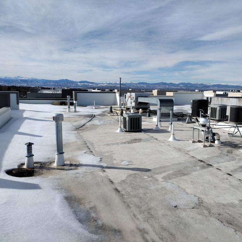 TPO roof with multiple seams and pipe jack penetrations