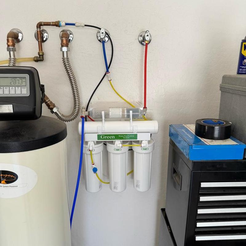 Green Reverse Osmosis water filtration system installed
