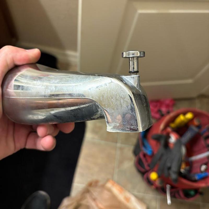 Moen chrome tub spout held during replacement job