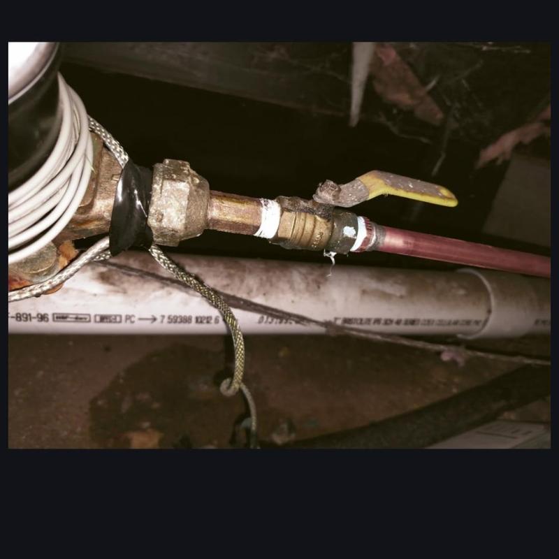 Copper water line with valve and leak repair work