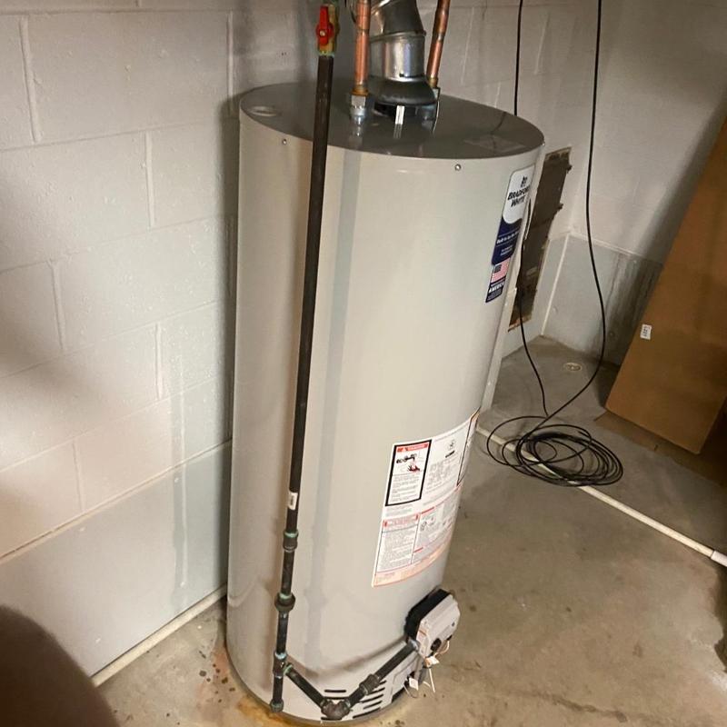 50-gallon Bradford White water heater installation