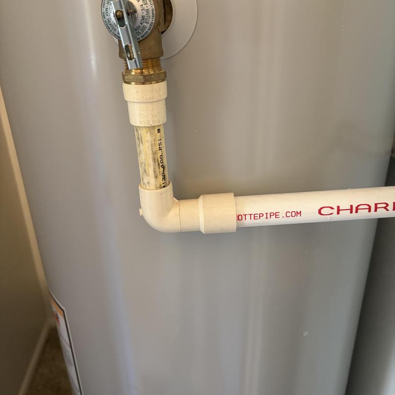 40 gallon water heater with pressure relief valve and piping