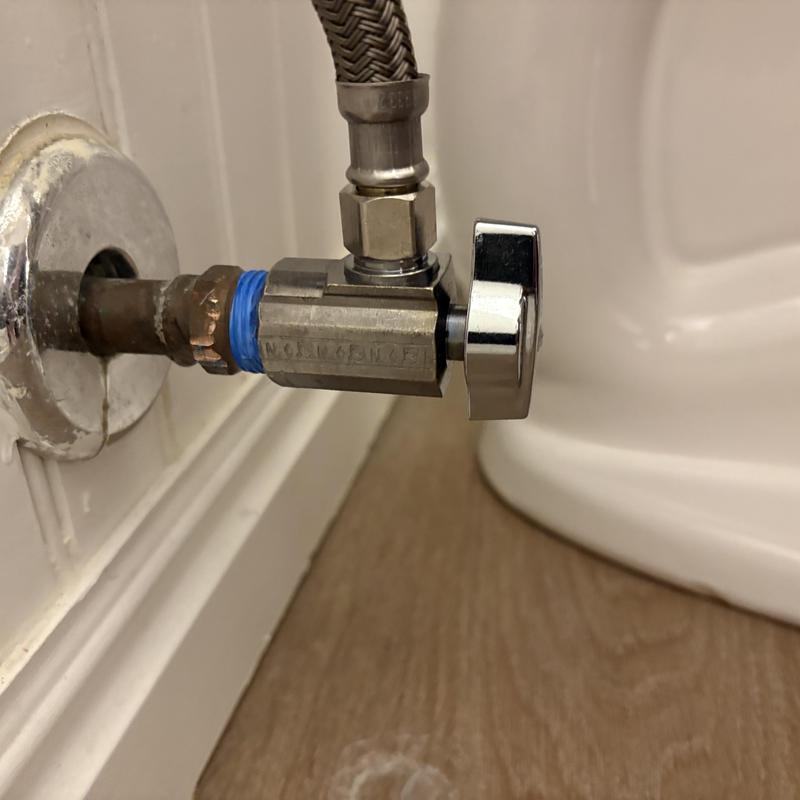 Toilet angle stop valve with braided supply line