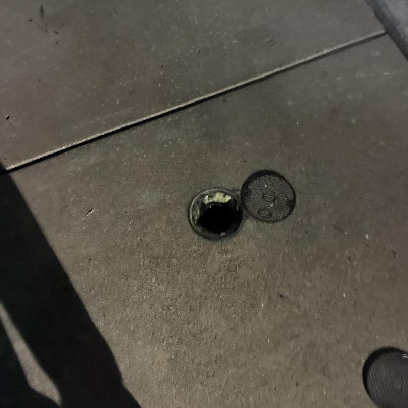 Toilet flange and drain pipe with removed cover