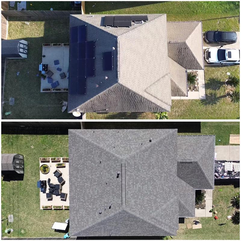 Solar panels and Owens Corning Oakridge roof replacement