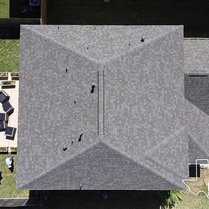 Owens Corning Oakridge roof shingles installation aerial view