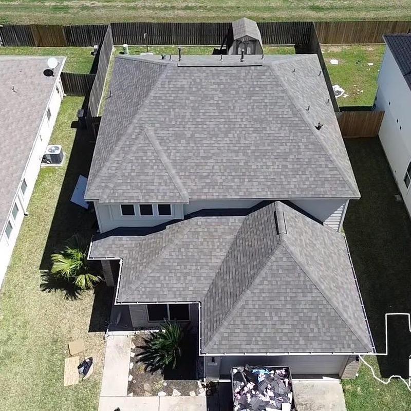 Owens Corning Oakridge asphalt roof installation aerial view